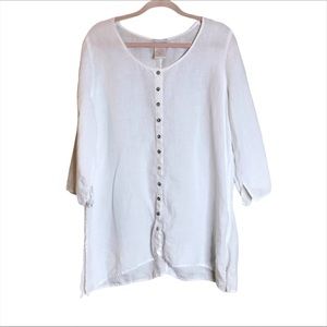 Soft Surroundings Linen Button Front Tunic Top